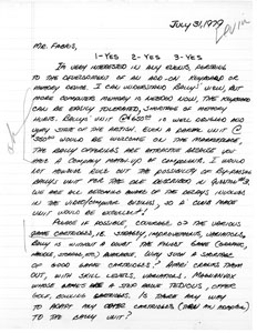 Levin Letter (July 31, 1979)